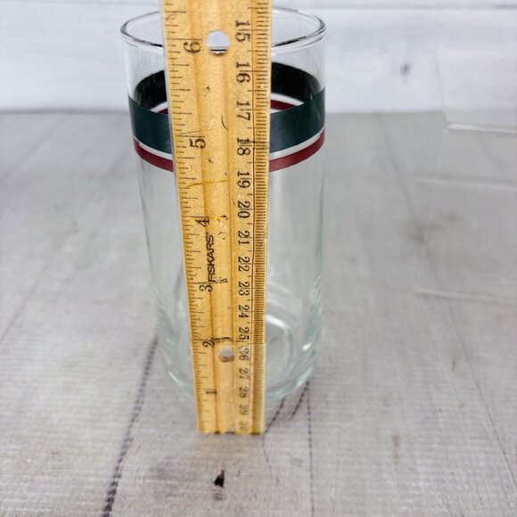 Pfaltgraff JUNIPER Green Mauve Bands Clear Glass Ice Tea Tumbler Glasses Set 4 - Picture 10 of 16